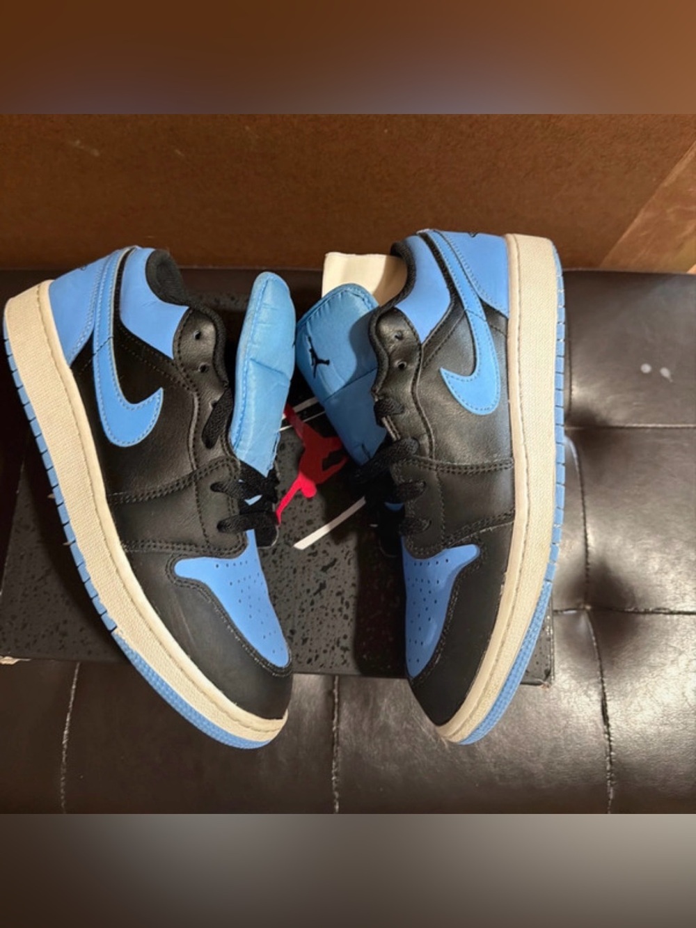 Air Jordan 1 Low GS- Top Sneakers in University Blue and Black 7 Y - Picture 5 of 11